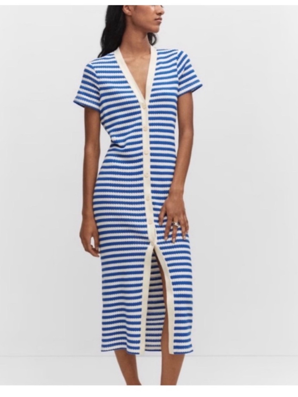 Mango Blue & White Striped Knit Dress Size 6